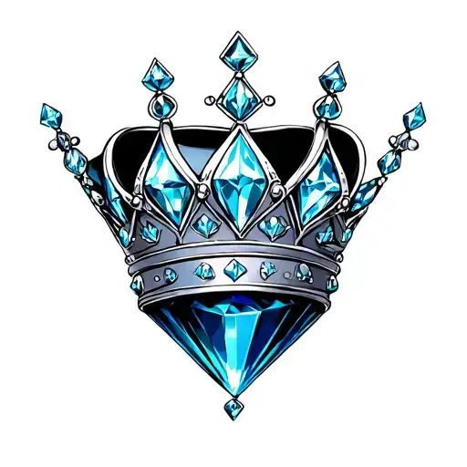 crown at top of diamond jewel tattoo design idea