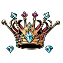 crown at top of diamond jewel tattoo design idea