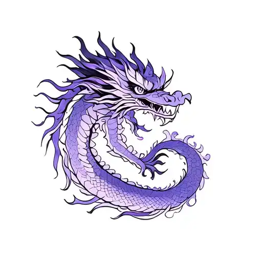 Chinese dragon of all purple and black tattoo design idea