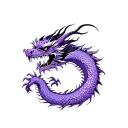 Chinese dragon of all purple and black tattoo design idea