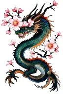 dragon cherry blossom tattoo design idea