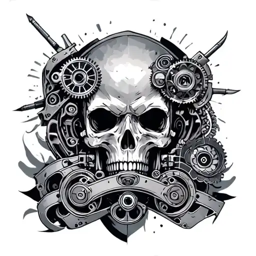 biomech steampunk inspired tattoo shoulder tattoo design idea