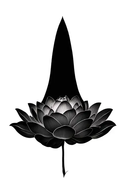 lotus flower large black leaves tattoo design idea