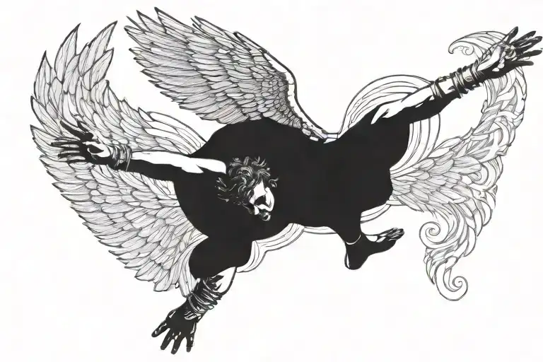 Icarus falling tattoo design idea