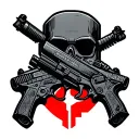 "FAFO" with a slight technology theme and guns. tattoo design idea
