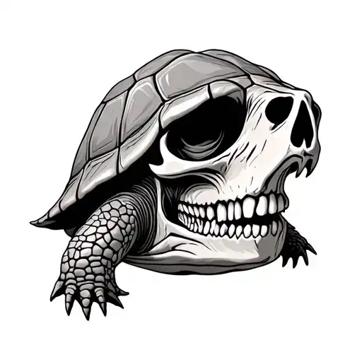 snapping turtle skull tattoo design idea
