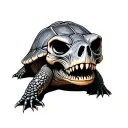 snapping turtle skull tattoo design idea
