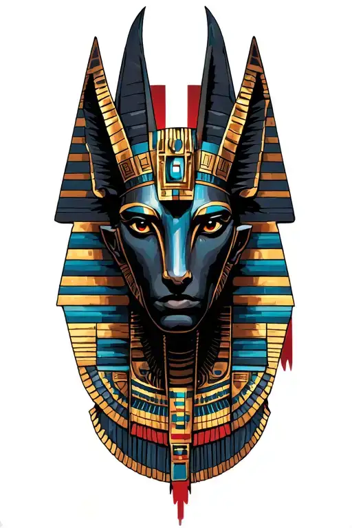 Egyptian God Anubis With Technology With Aztec Warrior, Inka Symbolism, All Seing Eye tattoo design idea