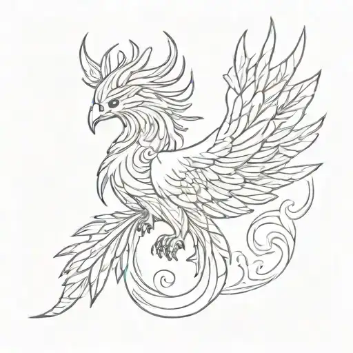 a phoenix tattoo of 2-3 inch with no filling only outline and simple design  tattoo design idea