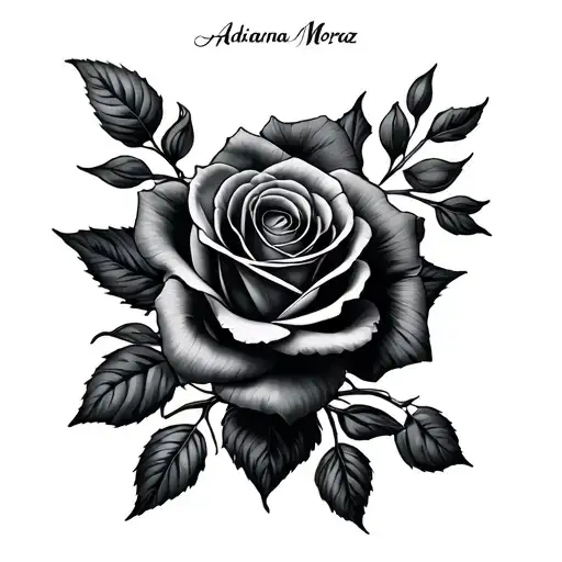 Name Adriana Moraz  and roses tattoo design idea