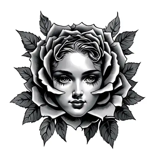 Double face roses money and letters tattoo design idea