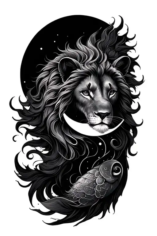 leo sun virgo moon pisces rising tattoo design idea