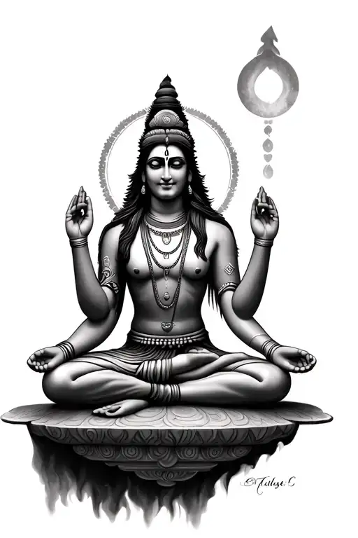 lord shiva meditating tattoo design idea
