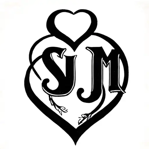 intertwine the letters S, J, M. use a heart shape for the j. fine line tattoo tattoo design idea