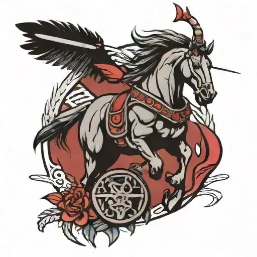 Trojan with arrows tattoo design idea