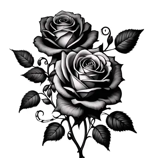roses with vines wrapped tattoo design idea
