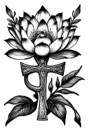 ankh feminine lotus flower tattoo design idea