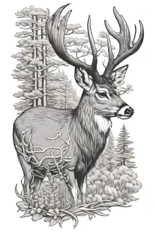 mule deer tattoo design idea