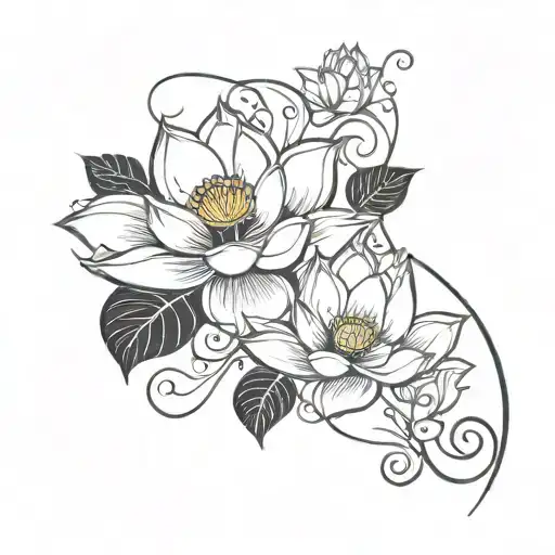 Lotus flowers and vines wrapped tattoo design idea