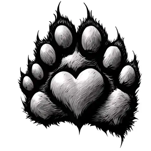 3 wolf paw prints shaped like a love heart  tattoo design idea