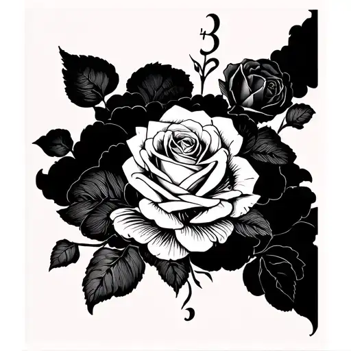 "Brenda" clouds and roses tattoo design idea