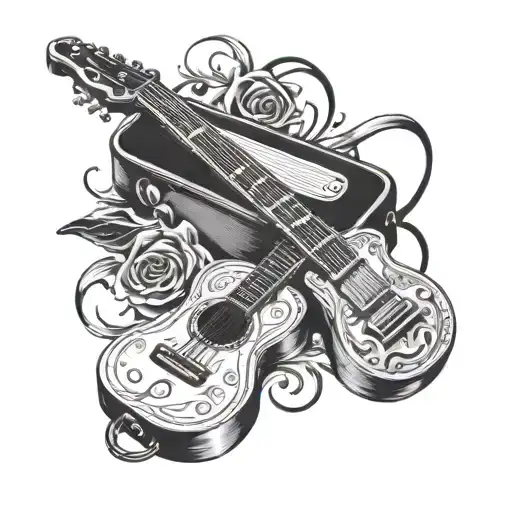 harmonica, guitar tattoo design idea