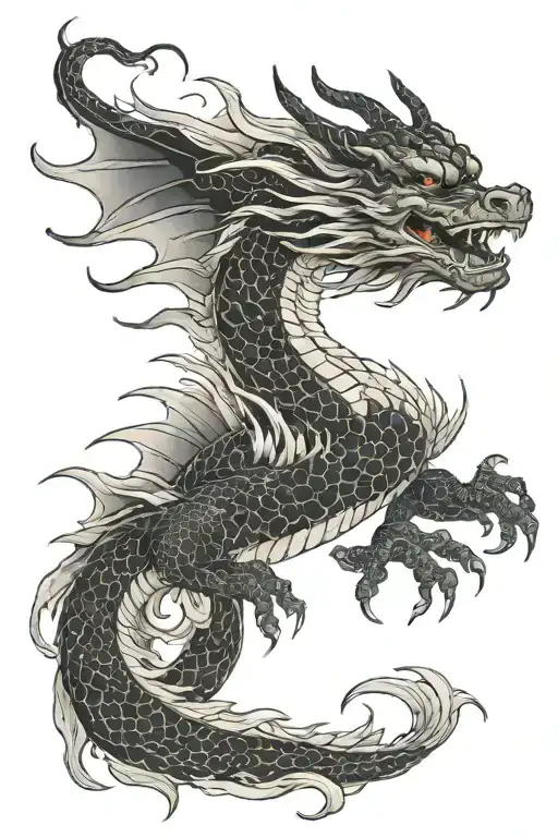 beatiful dragon with blackout tattoo design idea