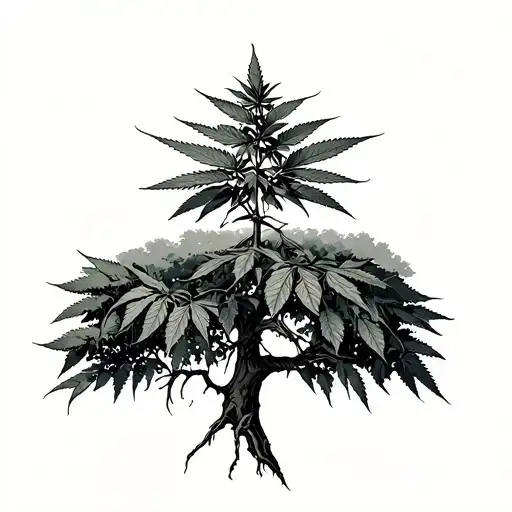 bud on hemp tree tattoo design idea