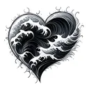 Heart-shaped wave tattoo design idea