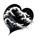 Heart-shaped wave tattoo design idea