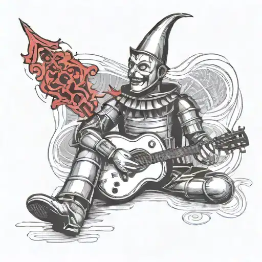 wizard of oz tinman with guitar tattoo design idea