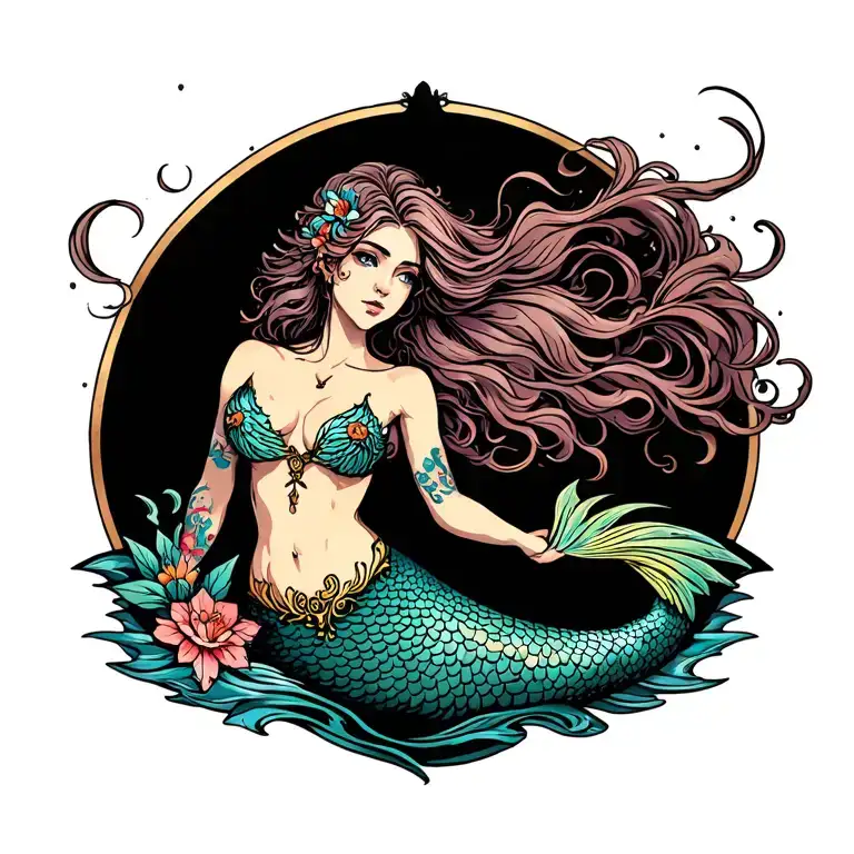 mermaid tattoo design idea
