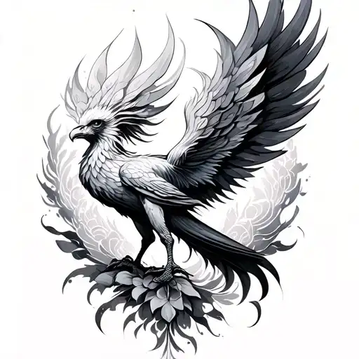Feminine Phoenix tattoo design idea