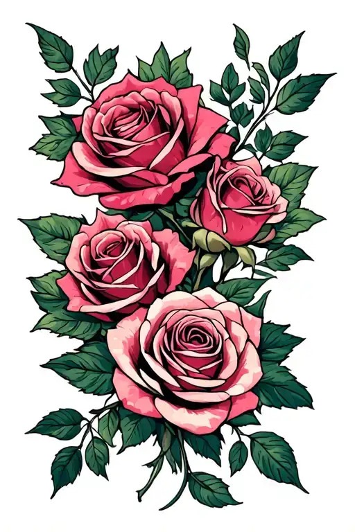 garden of roses with a name tattoo design idea