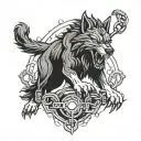 Fenrir breaking chains tattoo design idea
