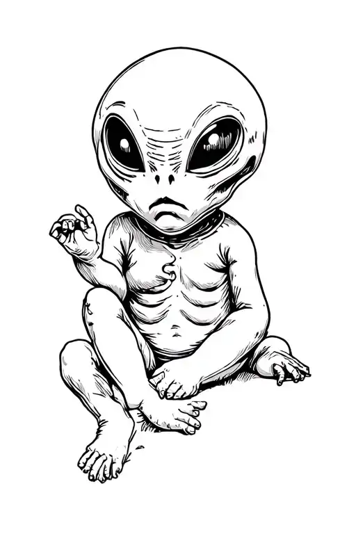Alien Creepy Baby tattoo design idea