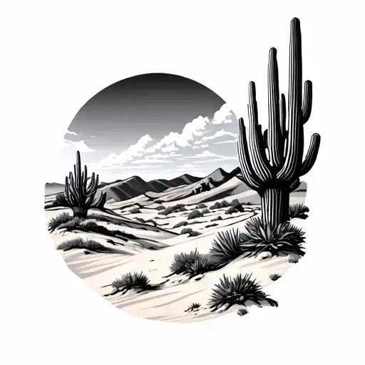 desert landscape tattoo design idea
