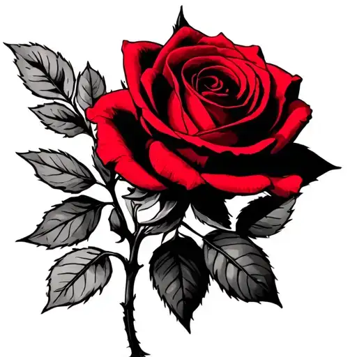 a red rose intertwined with a sprig of sage tattoo design idea