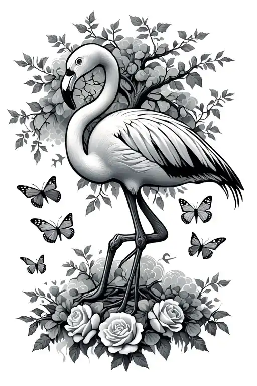 roses vines growing flamingo surrounded family tree basketball quote inspirational quote clouds crosses butteflies  tattoo design idea