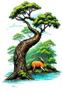 South Carolina coastal themed with moss trees and animals tattoo design idea