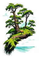 South Carolina coastal themed with moss trees and animals tattoo design idea