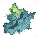 top down island topography map tattoo design idea