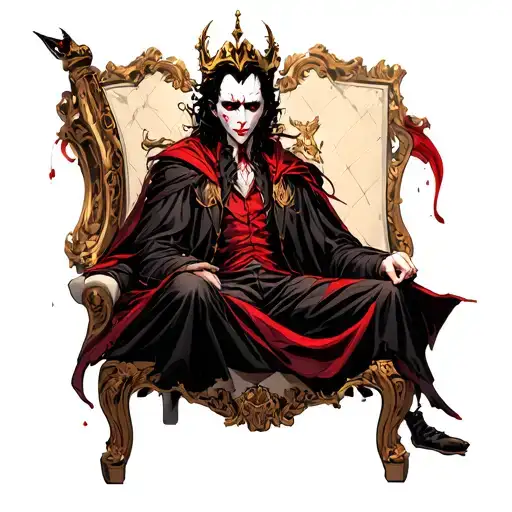 vampire king sitting alone tattoo design idea