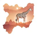 Giraffe and pig in front of a mountain range with a lightning bolt  tattoo design idea