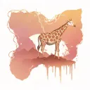 Giraffe and pig in front of a mountain range with a lightning bolt  tattoo design idea