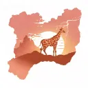 Giraffe and pig in front of a mountain range with a lightning bolt  tattoo design idea