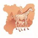 Giraffe and pig in front of a mountain range with a lightning bolt  tattoo design idea