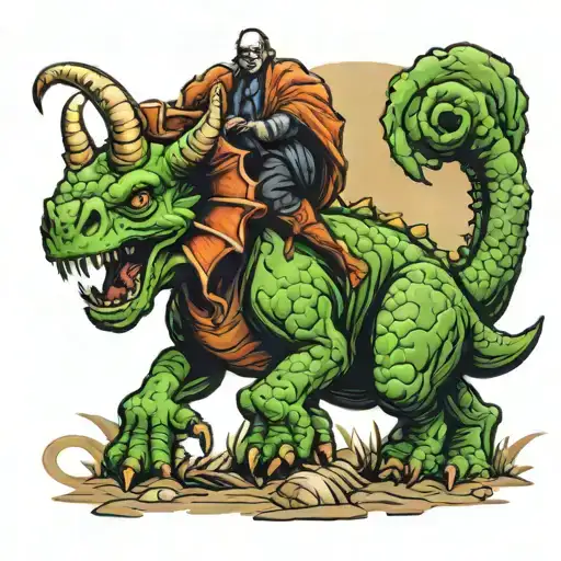 cthulhu riding triceratops tattoo design idea