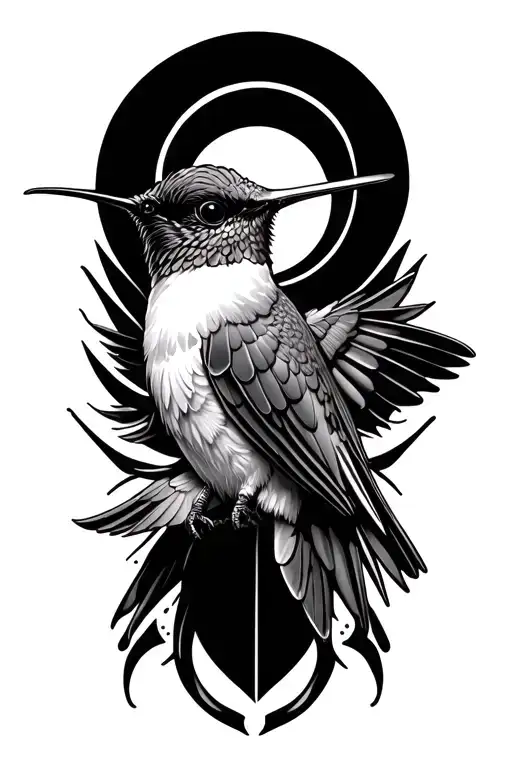hummingbird with a halo  tattoo design idea