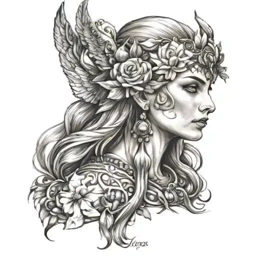 Freya goddess tattoo design idea